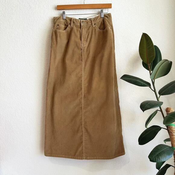 Eddie Bauer Womens Corduroy Maxi Skirt Size 8 Country Preppy Y2K Modest Brown - Picture 1 of 6